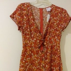 Skylar & Madison Juniors Rayon Orange Short Sleeve Multicolor Dress M